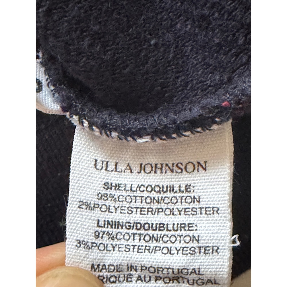 Ulla Johnson | Philo Pullover Sweatshirt S Midnight Navy Speckled Puff Sleeve - Picture 9 of 11